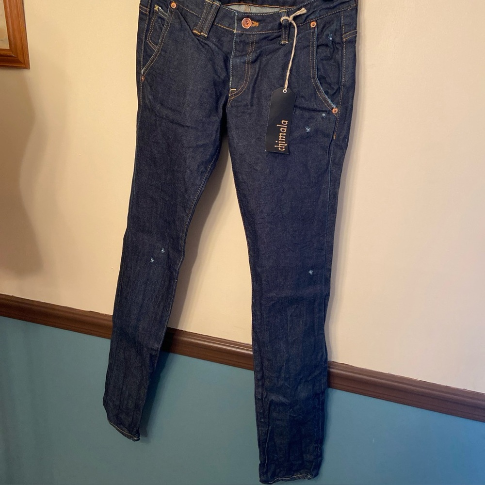 Chimala Mid Rise Distressed Dark Blue Denim Jeans 28 NWT